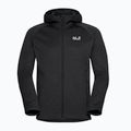 Férfi túrapulóver Jack Wolfskin Peak District kapucnis, teljes cipzár fekete 7