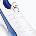 PUMA King Ultimate MXSG férfi futballcipő puma fehér/puma fekete/kék csillogás/ultranarancs 8
