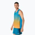 Férfi futótrikó ASICS Road Fade Singlet Aegean Blue/Yamabuki 4