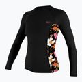 Női úszás hosszú ujjú O'Neill Side Print Rash Guard fekete/kék színben