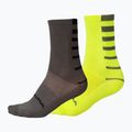 Férfi kerékpáros zokni Endura Coolmax Stripe 2-pak hi-viz yellow/grey