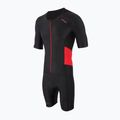 Férfi triatlonruha ZONE3 Activate Short Sleeve Full Zip Trisuit black/red