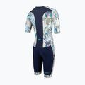 Férfi triatlonruha ZONE3 Activate+ Short Sleeve Trisuit sand sotrm/navy/sand 2