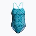 Női egyrészes fürdőruha ZONE3 Strap Back teal tie dye