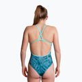 Női egyrészes fürdőruha ZONE3 Strap Back teal tie dye 5