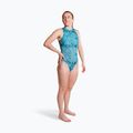Női egyrészes fürdőruha ZONE3 High Neck Costume teal tie dye 4