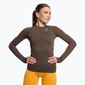 Női hosszú ujjú edzős top Gymshark Vital Seamless Top barna/fehér