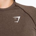 Női hosszú ujjú edzős top Gymshark Vital Seamless Top barna/fehér 5