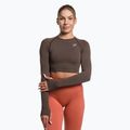 Női hosszú ujjú edzős top Gymshark Vital Seamless Crop Top penny barna marl