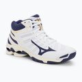 Férfi röplabda cipő Mizuno Wave Voltage Mid fehér / kék szalag / mp arany