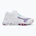 Női röplabda cipő Mizuno Wave Lightning Z8 Mid fehér/lila indigó/camelliaros 2