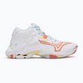 Női röplabda cipő Mizuno Wave Lightning Z8 Mid fehér/calypso coral/pale banán 2