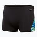 Férfi Speedo Allover Digital V-Cut Aquashort úszó boxeralsó fekete/igazi kobalt