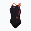 Speedo Placement Laneback egyrészes fürdőruha fekete/sirénpiros/szilva dandy