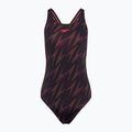 Speedo HyperBoom Allover Medalist fekete/plum dandy/siren piros egyrészes fürdőruha