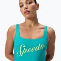 Női egyrészes úszódressz Speedo Logo Square Back türkiz drágakő 5
