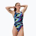 Női egyrészes úszódressz Speedo FL Printed Leaderback ripple melody/lagoon blue