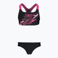 Gyermek kétrészes fürdőruha Speedo Medley Logo Racerback 2pc anthracite/pink