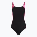 Női egyrészes fürdőruha Speedo Shaping LunaLustre Printed anthracite/ruby