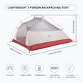 3 személyes trekking sátor Naturehike Updated Cloud Up 3 light grey/red 6