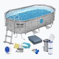 Fémvázas medence Bestway Power Steel Swim Vista Series Oval Pool Set 427x250 cm szürke