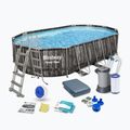 Fémvázas medence Bestway Power Steel Oval Pool Set 610 x 366 cm barna