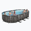 Fémvázas medence Bestway Power Steel Oval Pool Set 610 x 366 cm barna 2