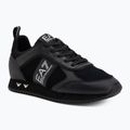 EA7 Emporio Armani fekete-fehér szarvasbőr tripla fekete micropunch cipők