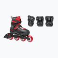 Rollerblade Fury Combo Jr fekete/piros gyerek görkorcsolya védőkkel