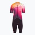 Női kerékpáros overall Castelli Free Sanremo 3 SS In dark night shade/vivid orange-bright rose