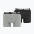 Férfi boxeralsó PUMA Basic 2 db dark grey melange/black