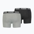 Férfi boxeralsó PUMA Basic 2 db dark grey melange/black 2
