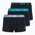 Férfi boxeralsó Nike Everyday Cotton Stretch Trunk 3 pár fekete világos kék/poros kaktusz/fekete derékpánt fekete derékrész