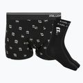 Férfi boxeralsó + zokni szett KARL LAGERFELD Ikon Trunk aop karl dot black