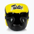 Box fejvédő Fairtex Diagonal Vision Sparring Headguard - Full Head Coverage black/yellow 2
