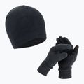 Női Nike Fleece sapka + kesztyű szett fekete/fekete/ezüst
