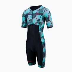 Férfi triatlonruha ZONE3 Activate+ Short Sleeve Trisuit tribal rush/black/khaki