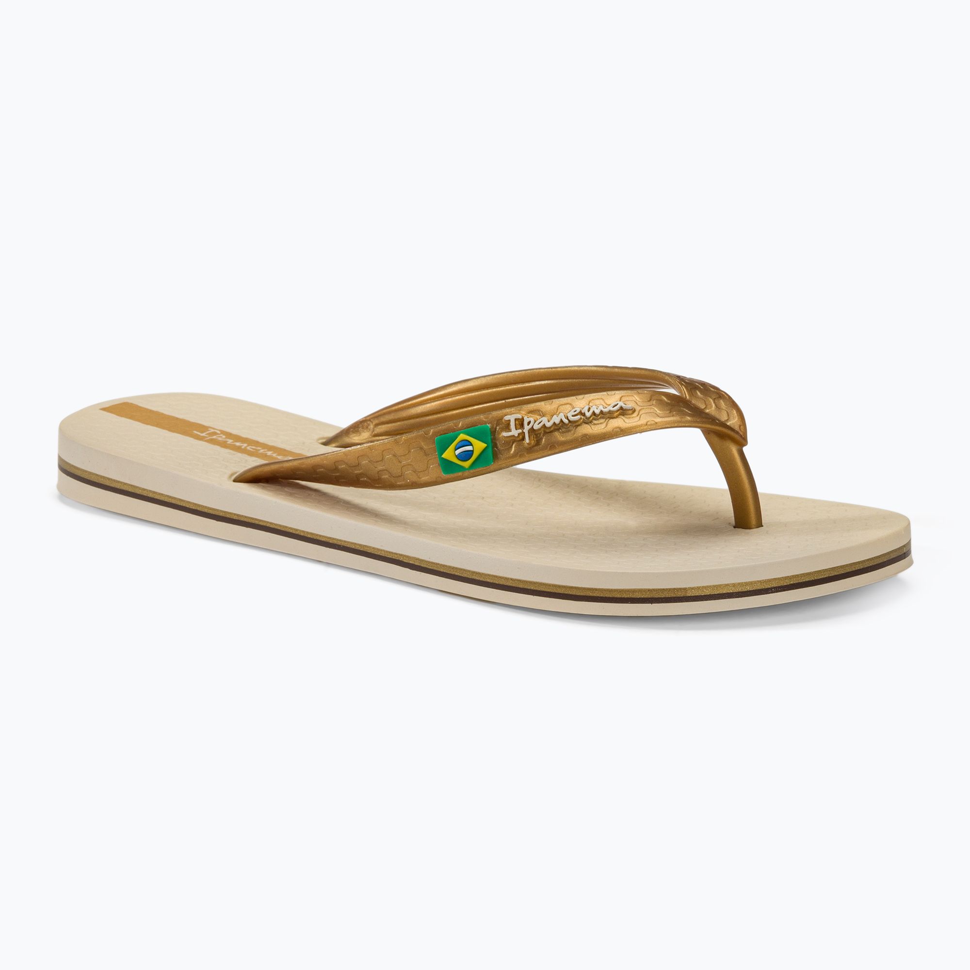 Tongs Ipanema Homme Clas Brasil II - Beige/Blue - Taille 47/48 EU - Semelle Antidérapante - Drapeau Brésil