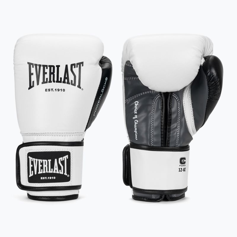 Bokszkesztyűk Everlast Powerlock OG H&L Leather Advanced Training white/black