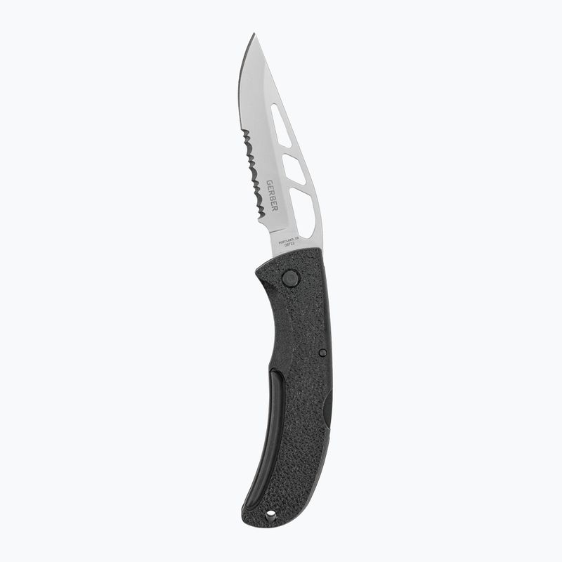 Gerber E-Z Out Skeleton Tourist Knife - fogazott fekete ezüst 06751