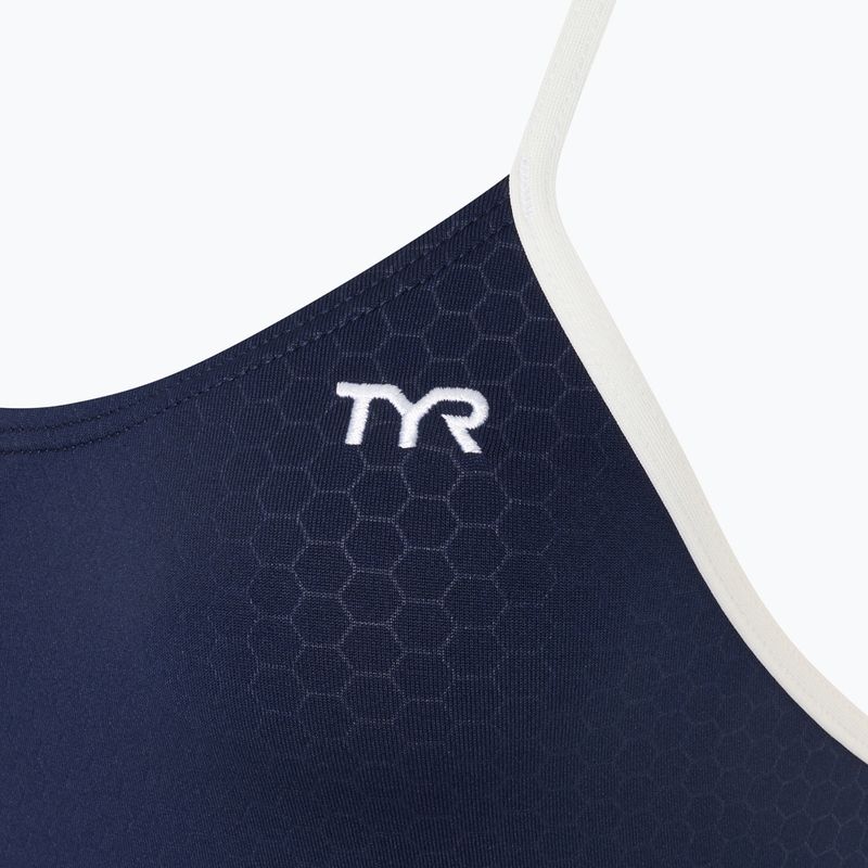 Női egyrészes fürdőruha TYR Hexa Cutoutfit navy/white 3