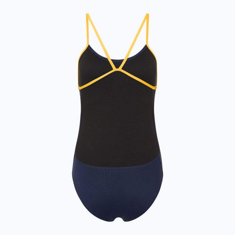 Női egyrészes fürdőruha TYR Hexa Cutoutfit navy/gold 2