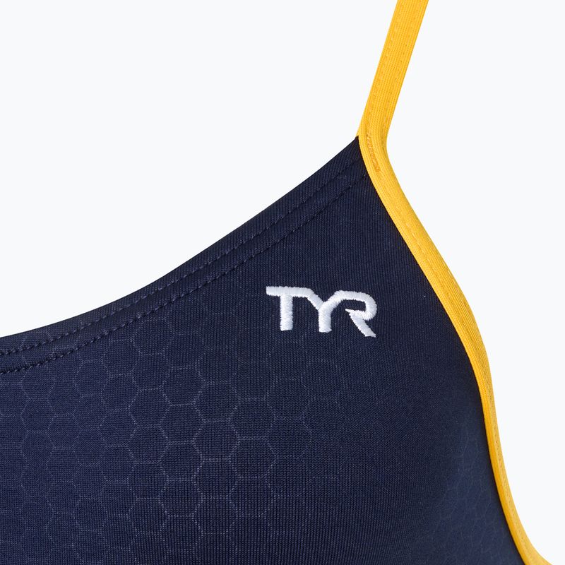Női egyrészes fürdőruha TYR Hexa Cutoutfit navy/gold 3