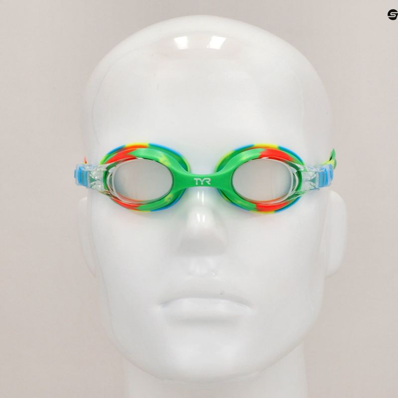 Gyermek úszószemüveg TYR Swimple Tie Dye Non-Mirrored átlátszó/ zöld/ narancssárga 8