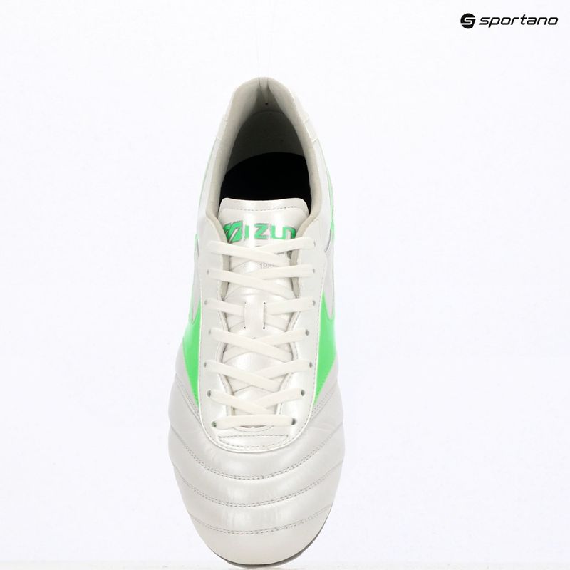 Mizuno Morelia II Elite Md fehér/neonzöld/galaxis ezüst férfi focicipő 10