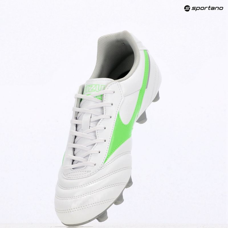 Mizuno Morelia II Club Md fehér/neonzöld/galaxis ezüst férfi futballcipő 9