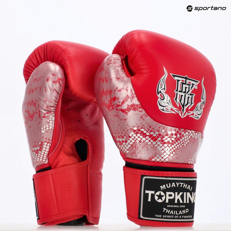 Top King Muay Thai Power Snake piros/ezüst bokszkesztyű 7