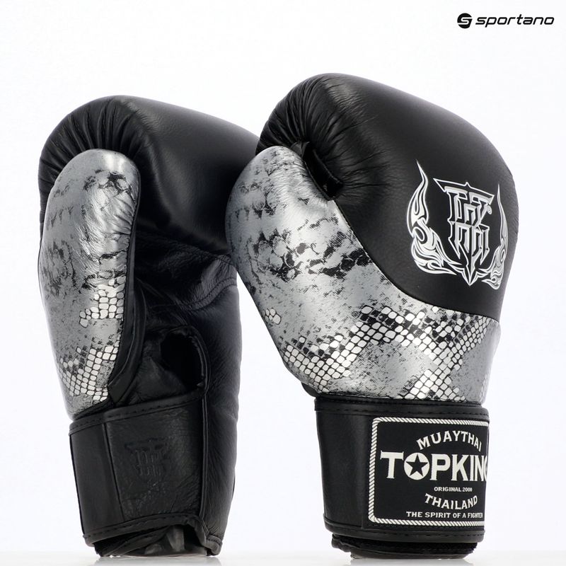 Top King Muay Thai Power Snake fekete/ezüst bokszkesztyű 7