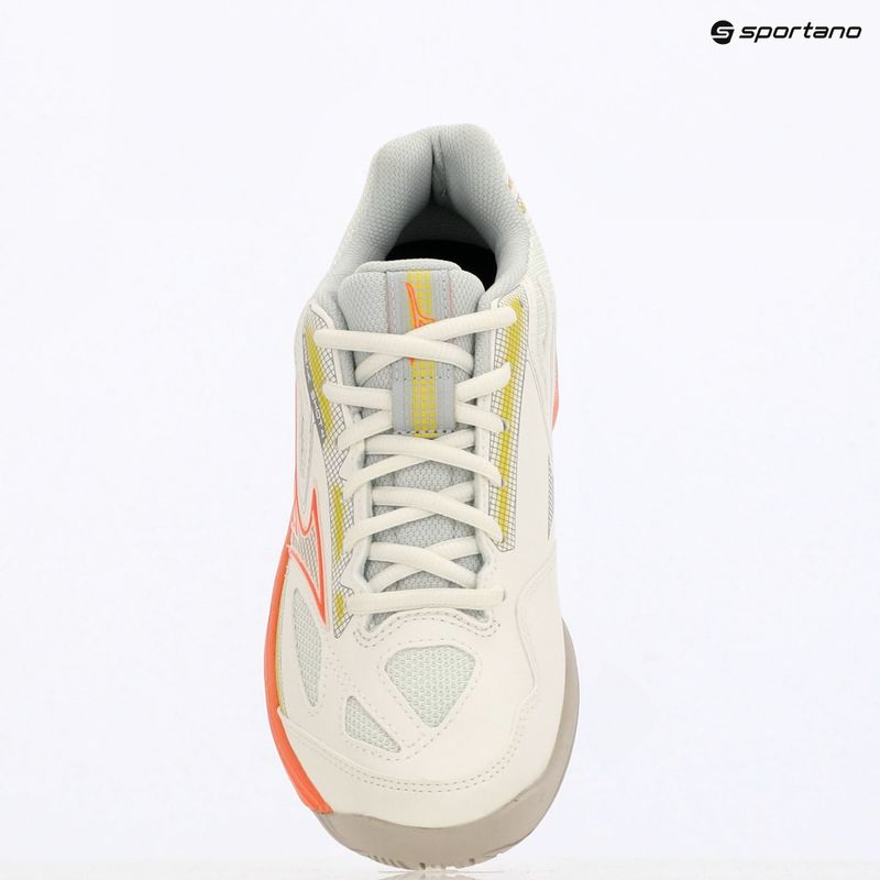 Női teniszcipő Mizuno Break Shot 4 AC snow white/ neon flame/ ghost gray 9