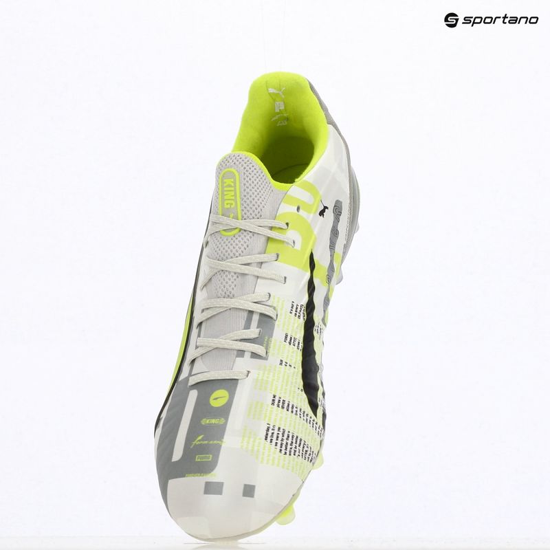 PUMA King Ultimate Forever FG/AG férfi futballcipő tollszürke/elektromos lime/puma fehér/fekete világosszürke 9
